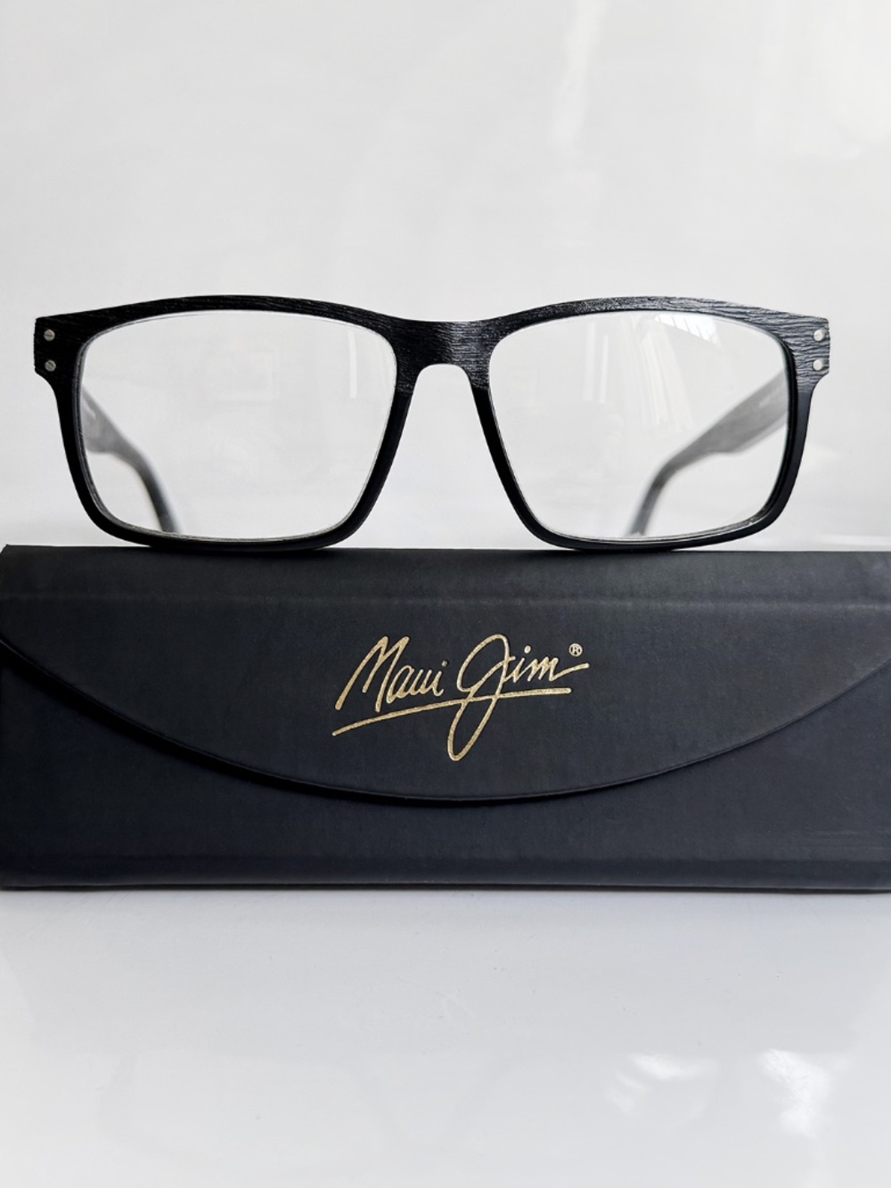 Maui Jim MJO2233-02 Black Wood Square Frame Acetate Eyeglasses 57 16 145 w/ Case